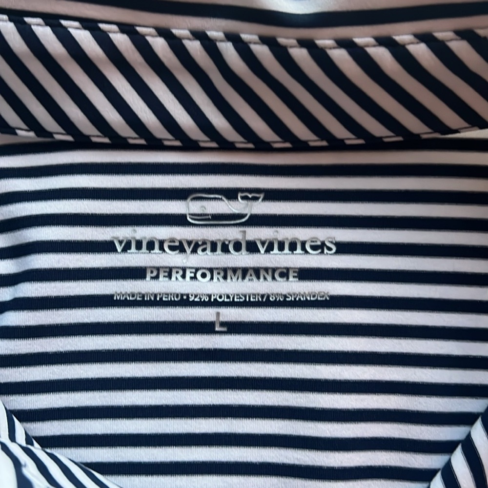 Men’s Vineyard Vines performance polo size L navy stripe - Picture 3 of 4